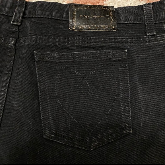 Vintage Betsey Johnson Jeans Black Denim Mini Skirt Sz L - Picture 3 of 9